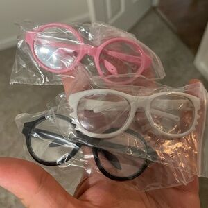 Set of Pink, White, and Black Glasses for Labubus keychain size